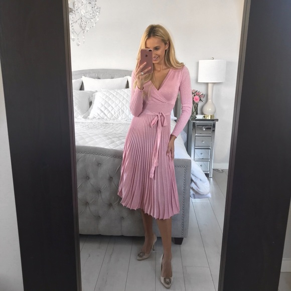 Elegant European Style Pink and Silver Dress - Picture 6 of 8